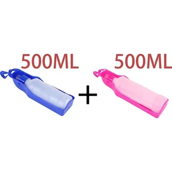 Miska pro psa Cestovní láhev na vodu pro psy | Skládací přenosná miska pro domácí mazlíčky - modrá růžová 500ml