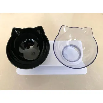 Miska pro psa Miska pro psy a kočky s protiskluzovým stojanem | designovámiska na krmení pro domácí mazlíčky - Transparentní a BK