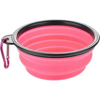 Miska pro psa Multifunkční miska pro psy na vodu a jídlo | skládací cestovní krabička na krmení pro domácí mazlíčky i hračka - růžový,350 ml