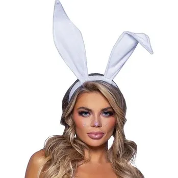 Karnevalový doplněk Leg Avenue - Bílé sametové králičí uši -
