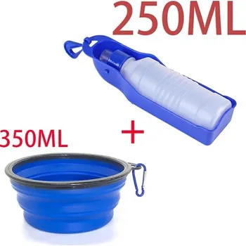 Miska pro psa Cestovní láhev na vodu pro psy | Skládací přenosná miska pro domácí mazlíčky - modrá 250ml miska350ml