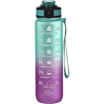 Láhev Sportovní láhev na pití s motivačními nápisy | 1lláhev na vodu - Zeleno-fialová