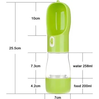 Miska pro psa Láhev na vodu pro psy | cestovní miska | 258ml voda | 200g krmení - Jídlo Voda Zelená