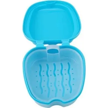Úložný box Úložný box na zuby s praktickou sítí | vanička na zubní protézu - světle modrá