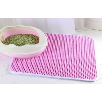 Podložka na stelivo pro kočky dvouvrstvá vodotěsná | kobereček zachytávač kočičího nepořádku - růžový,30X30CM