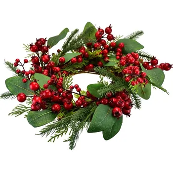 Věnec Vánoční věnec Bezinka, 30 cm, červená