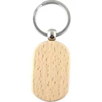 Přívěšek dřevěný obdélníkový zaoblený 50x30mm bukový s kroužkem na klíče s možností laserového gravírování