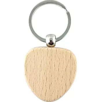 Přívěsek Přívěšek dřevěný srdce 40x40mm bukový s kroužkem na klíče s možností laserového gravírování