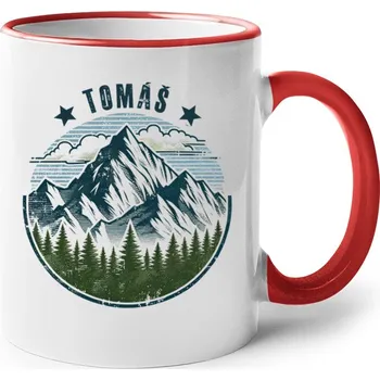 Keramický hrnek pro cestovatele, Barva Červená, Velikost 330 ml, Canvas Keramický hrnek s barevným uchem Bezvatriko.cz 2788