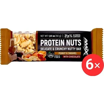 Amix Nutrition Protein Nuts Bar, 6 x 40g, Peanut, Caramel