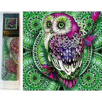 Diamantové malování Norimpex 7D Sova na zelené mandale 30 × 30 cm