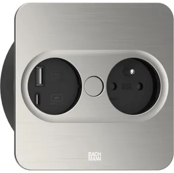 Elektrická zásuvka Bachmann Elektrická zásuvka Twist square 1x 230V + USB A-C / Nerez