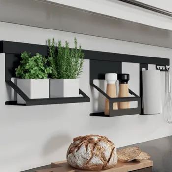 Nábytkové kování Häfele Závěsný set poliček EXCLUSIVE 1200 mm / Černá matná