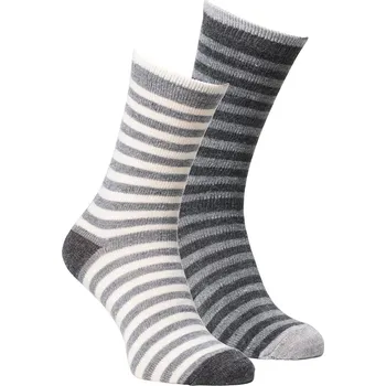 Dámské ponožky Fellhof Ponožky z alpaky - proužk. - duopack Zvolte variantu: tm.šedá/sv.šedá + bílá/sv.šedá, Velikost: 35-38