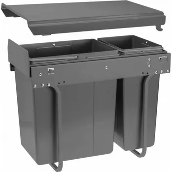 Odpadkový koš Interex design Výsuvný odpadkový koš PLUTO 300 mm - 1x20L + 1x10L / Antracit