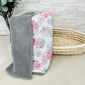 Dětská deka MIMOUŠEK Deka beránek šedá mušelín orchidej