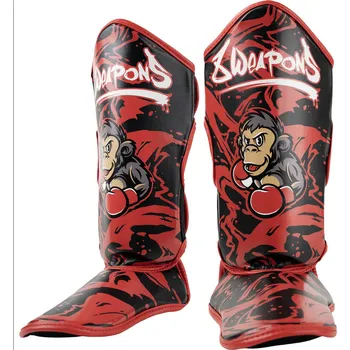 Chránič holeně pro bojový sport 8 WEAPONS Dětské Chrániče holení JOE - černo/červené L/XL