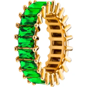 Prsten franco bene Pozlacený Crystal prsten - zelený | 1016 Velikost prstenu: 7 (56 mm)