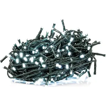 Vánoční dekorace Venkovní řetěz 30 m 300 LED, studená bílá, 8 programů