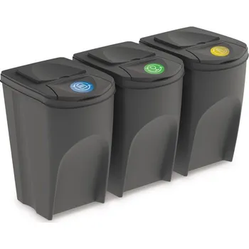 Odpadkový koš Set košů na tříděný odpad 40200130 3x 35 l šedý