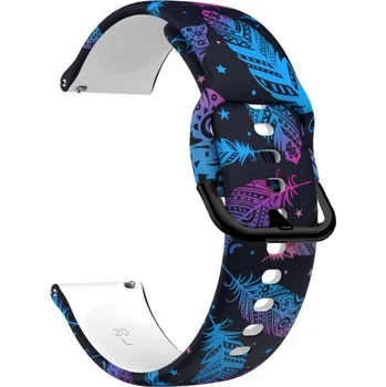 Příslušenství k chytrým hodinkám Silikonový řemínek Peříčka černá 22mm