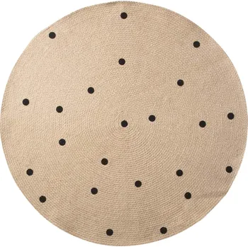 Koberec Ferm Living Jutový koberec Black Dots Small Ø 100 cm
