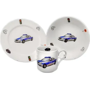 dětská jídelní sada Genex talíř + miska + hrnek dětský POLICIE