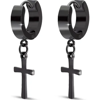 Náušnice biju Náušnice z chirurgické oceli, černý křížek 1003294