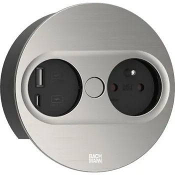 Elektrická zásuvka Bachmann Elektrická zásuvka Twist oválná 1x 230V + USB A-C / Nerez