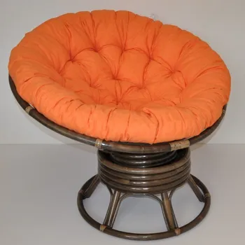 Papasan Nábytek PEGAS Ratanový papasan houpací hnědý polstr oranžový melír