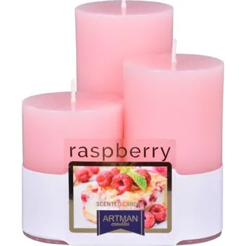 Svíčka Svíčka COOKIES d6x7,5/10/12,5cm 3ks Raspberry