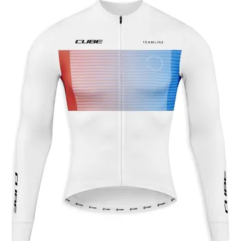 cyklistický dres Cube dres TEAMLINE Jersey L/S white blue red - M