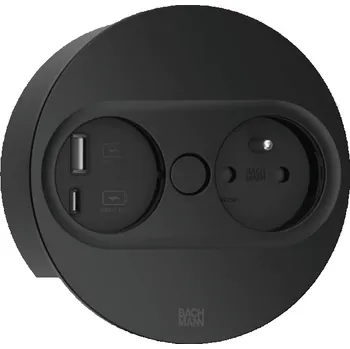 Elektrická zásuvka Bachmann Elektrická zásuvka Twist oválná 1x 230V + USB A-C / černá matná