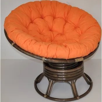 Nábytek Axin Trading s.r.o. Ratanový papasan houpací hnědý polstr oranžový melír