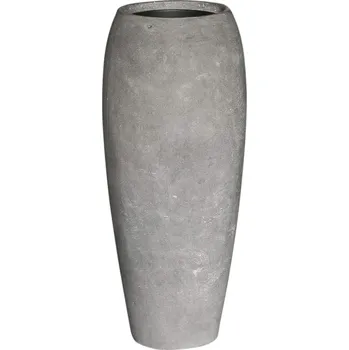 Květináč Baq Polystone Coated Plain Emperor Raw Grey s vložkou Ø 39 cm / V 90 cm