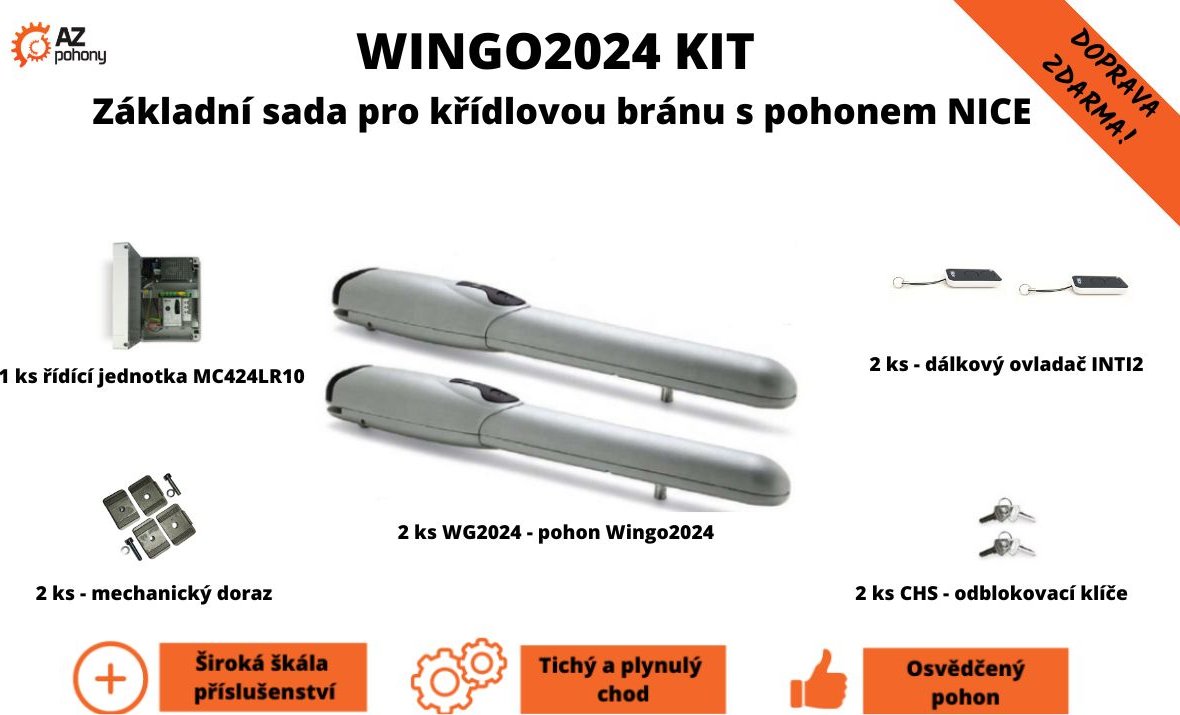 Wingo2024Kit - základní sada pro křídlovou bránu s pohonem Nice