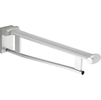 Madlo do koupelny Sklopné madlo k umyvadlu Keuco Plan Care, 650 mm, stříbrně eloxovaný hliník (E6 EV1)/bílá (RAL 9010)