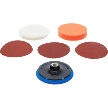 Příslušenství k brusce Brusné a lešticí kotouče pr. 125 mm BGS108592 včetně unašeče M14. Sada 6 dílů