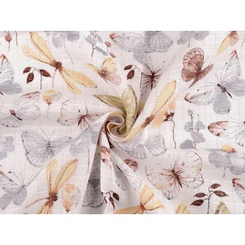 Bavlněná plenkovina / mušelín motýli, barva 1 (310T) béžová světlá
