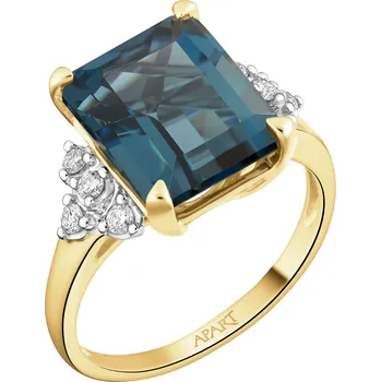 Prsten Zlatý prsten s brilianty a topazem London Blue - ryzost 585 - 220.814