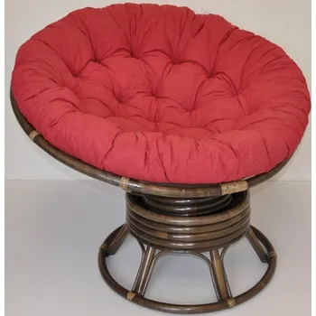 Křeslo Axin Trading s.r.o. Ratanový papasan houpací hnědý polstr vínový melír