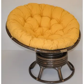 Křeslo Axin Trading s.r.o. Ratanový papasan houpací hnědý polstr žlutý melír