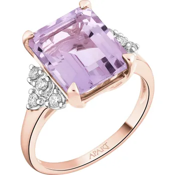 Prsten Prsten z růžového zlata s brilianty a ametystem - ryzost 585 - 220.814