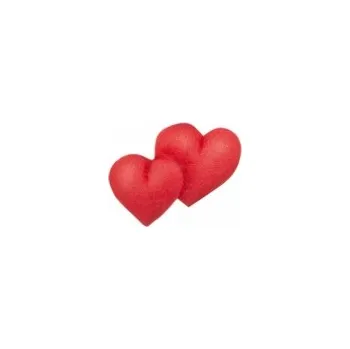 Jedlá dekorace na dort Marcipánová dekorace - SRDÍČKA DVOJITÁ červená / 15 ks