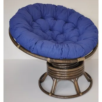 Nábytek Axin Trading s.r.o. Ratanový papasan houpací hnědý polstr modrý melír