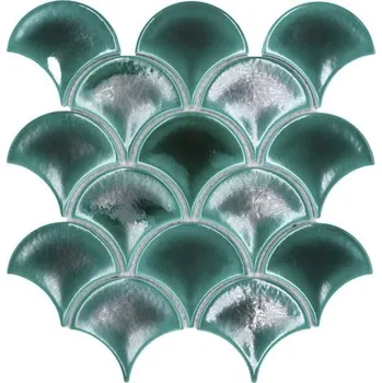 Keramická mozaika FS IC5 vějíře Ice Crackle dark green 25,9x27,3cm