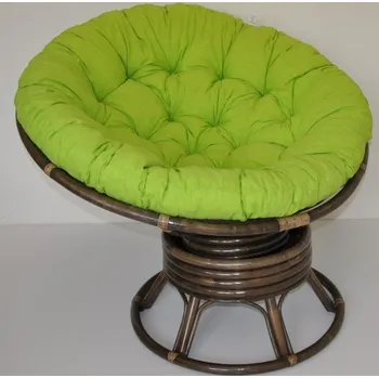 Křeslo Axin Trading s.r.o. Ratanový papasan houpací hnědý polstr světle zelený melír