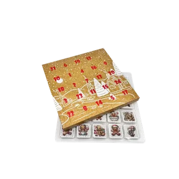 Vánoční dekorace Adventní kalendář "Přírodní" s plastovým blistrem 28x28x2 cm