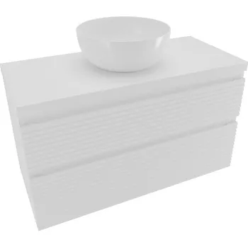 Koupelnový nábytek Naturel Koupelnová skříňka 2 zásuvková s krycí deskou Naturel Savona 98x53x44,8 cm bílá lesk SAVONA2100BID SAVONA2100BID