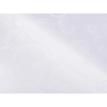 Teflonová látka na ubrusy TF-100 Bílé ornamenty s lístky - šířka 155 cm